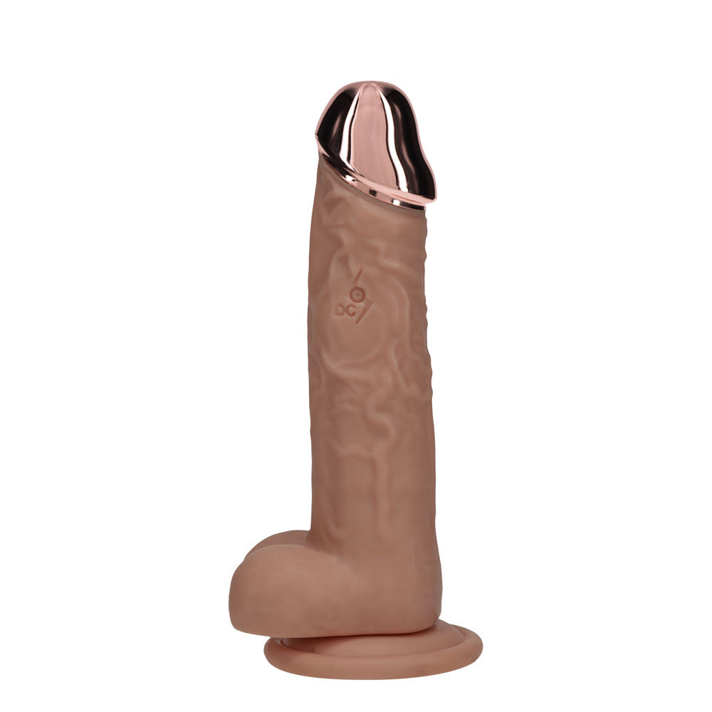 RealRock Metal Head 7in Remote Vibrating Dildo - Tan