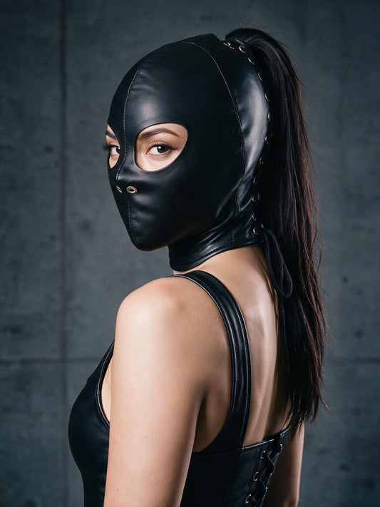 Leather Open Eye Hole Bondage Hood