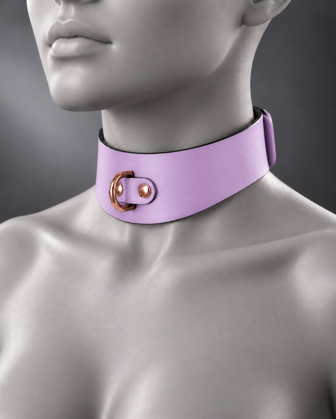 Contour Leather Bondage Collar in Lilac / Rose Gold hardware
