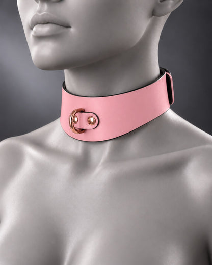 Contour Leather Bondage Collar in Petal Pink / Rose Gold hardware