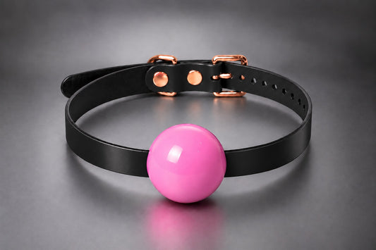 Leather Simple Single Strap Bondage Ball Gag in Black