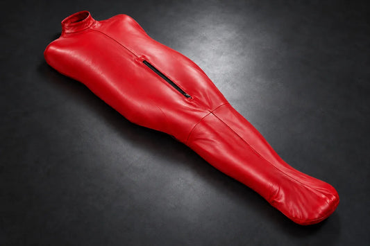 Leather Lacing Sleepsack studio image, Rosso Red, front